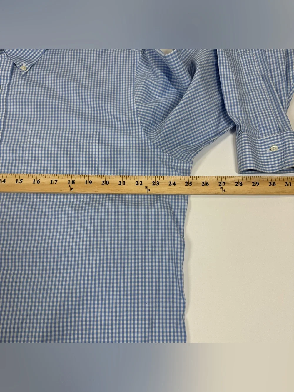 Brooks Brothers Shirt Mens 16.5/36 Madison Blue Gingham Non Iron Button Down